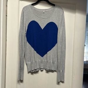 Halogen Grey and Blue Heart Sweater Size L